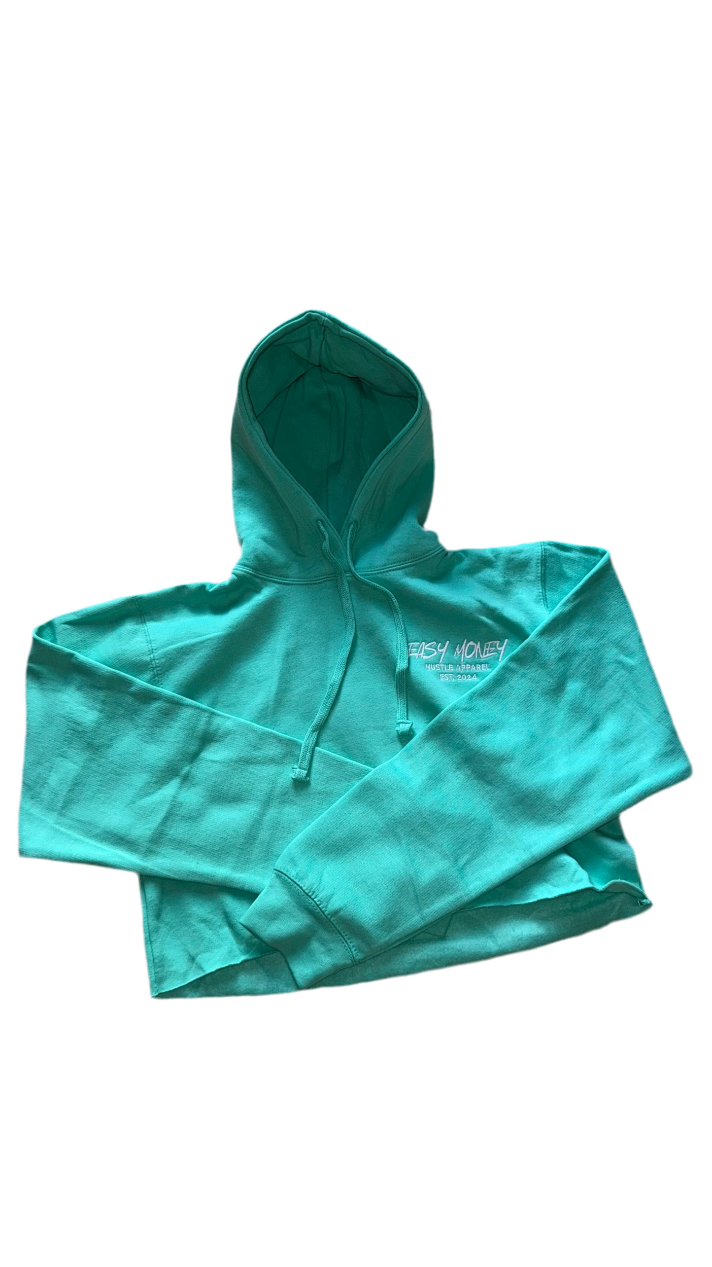 Aqua “Easy Money” Cropped Hoodie