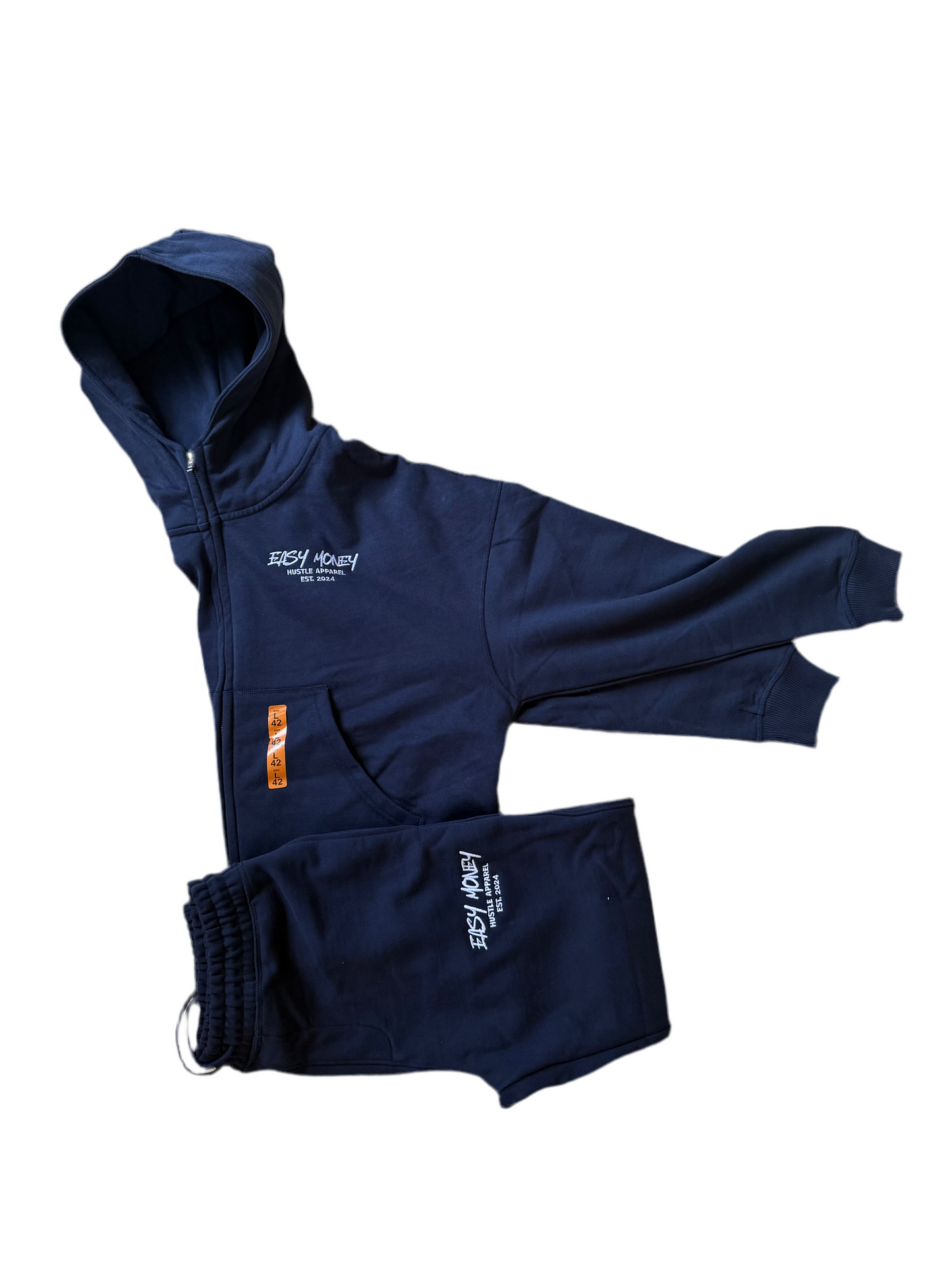 Navy Blue “Easy Money Hustle” Tracksuit Set