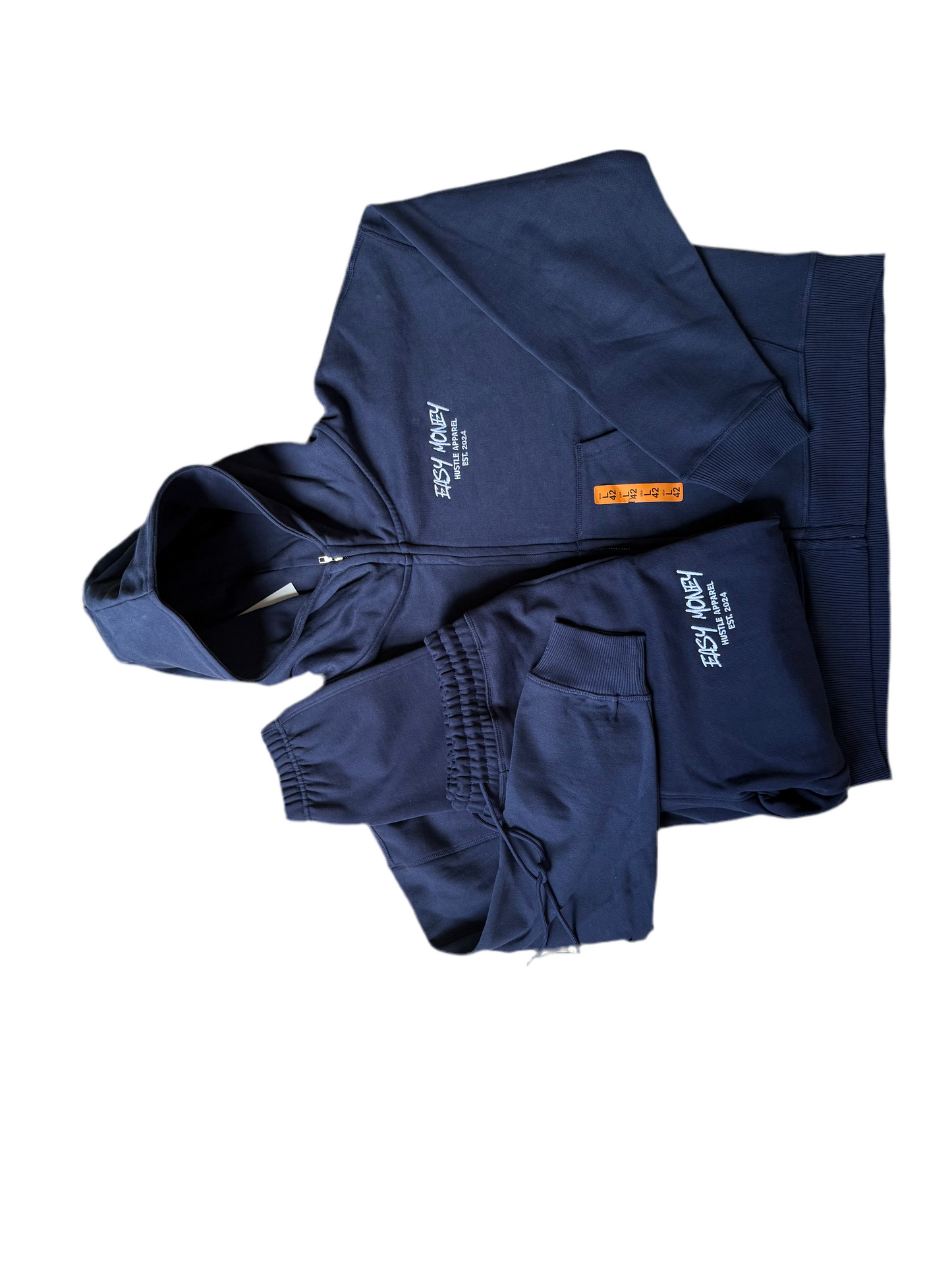 Navy Blue “Easy Money Hustle” Tracksuit Set