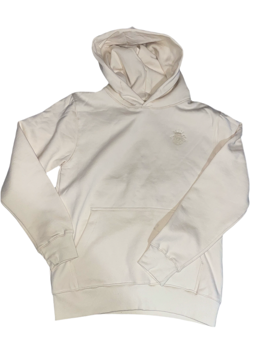 Classic Cream Hoodie with Embroidered Logo